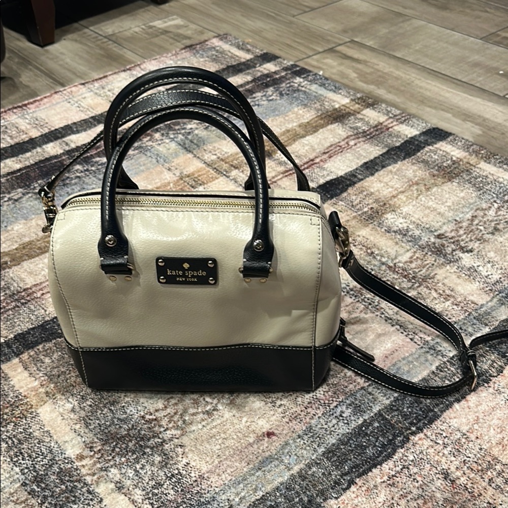 Kate Spade New York Bowling Bag Black and Cream crossbody or double handle purse